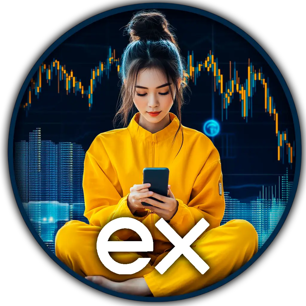 Exnessでスマートフォンを使って取引をしている日本の女性